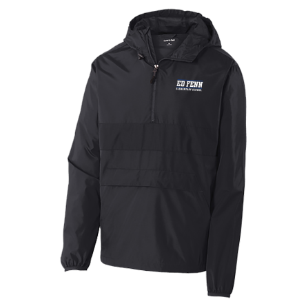 Black Anorak 1/4 Zip Hooded Pullover Jacket