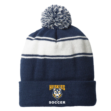 NAVY/White Stripe Pom Beanie