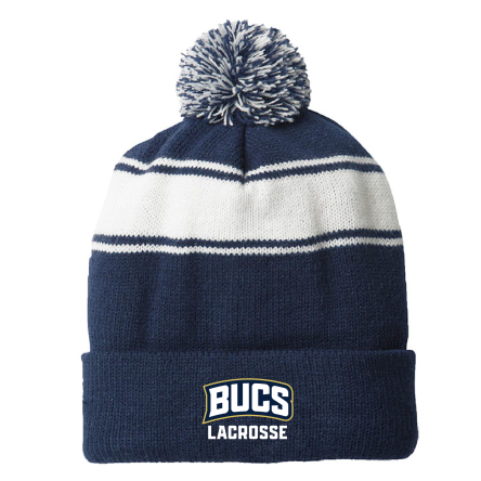 NAVY/White Stripe Pom Beanie