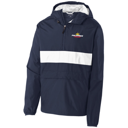 Navy/White Anorak 1/4 Zip Hooded Pullover Jacket