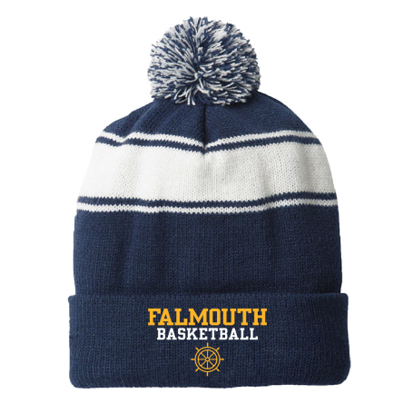 NAVY/White Stripe Pom Beanie