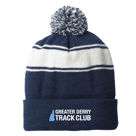 NAVY/White Stripe Pom Beanie