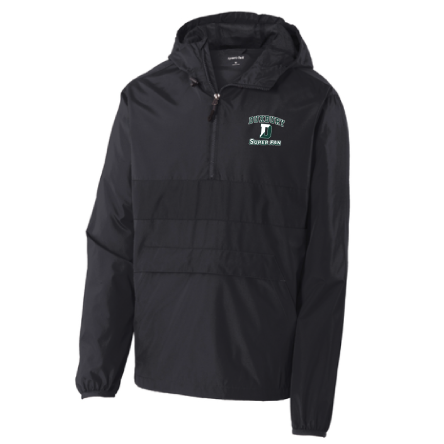 Black Anorak 1/4 Zip Hooded Pullover Jacket