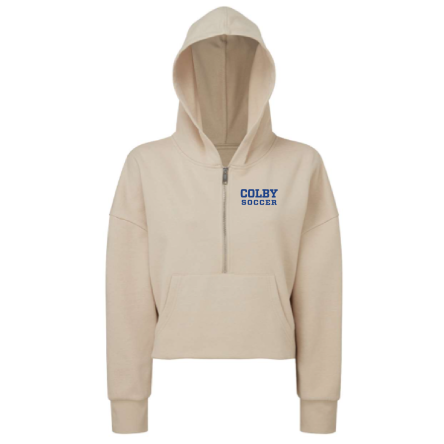 Women's Cropped 1/2 Zip Hooded Sweatshirt