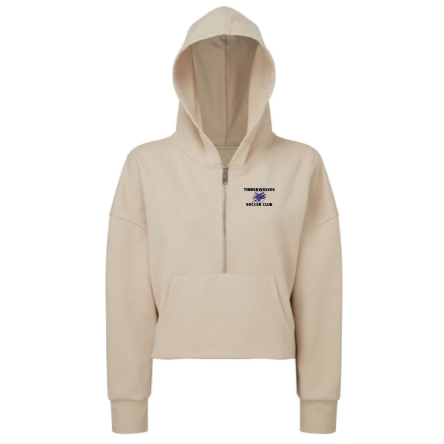 Women's Cropped 1/2 Zip Hooded Sweatshirt