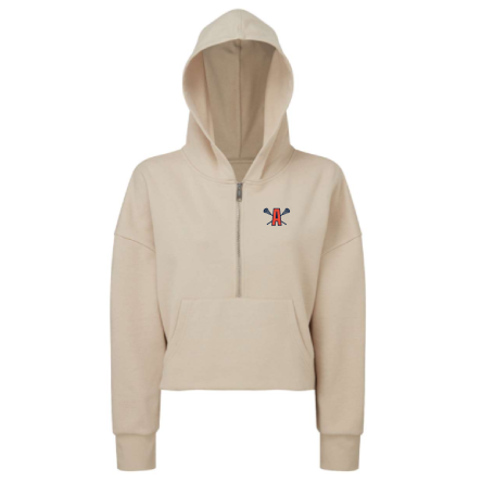 Women's Cropped 1/2 Zip Hooded Sweatshirt