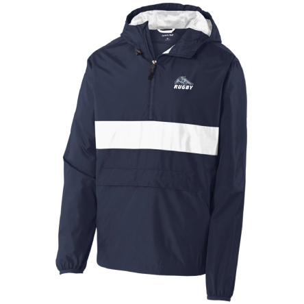 Navy/White Anorak 1/4 Zip Hooded Pullover Jacket