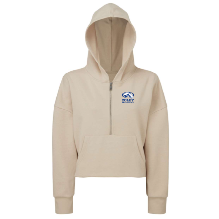 Women's Cropped 1/2 Zip Hooded Sweatshirt