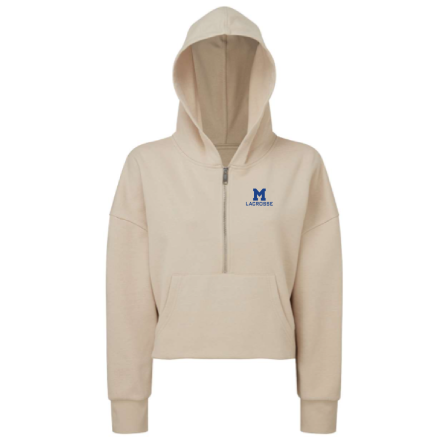 Women's Cropped 1/2 Zip Hooded Sweatshirt