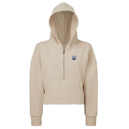 Women's Cropped 1/2 Zip Hooded Sweatshirt