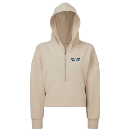 Women's Cropped 1/2 Zip Hooded Sweatshirt