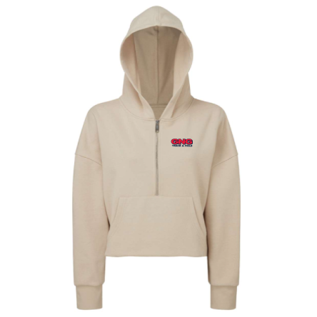 Women's Cropped 1/2 Zip Hooded Sweatshirt
