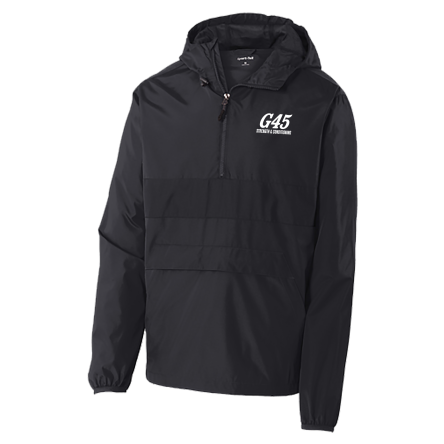 Black Anorak 1/4 Zip Hooded Pullover Jacket