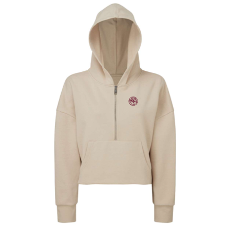Women's Cropped 1/2 Zip Hooded Sweatshirt