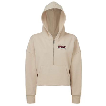 Women's Cropped 1/2 Zip Hooded Sweatshirt
